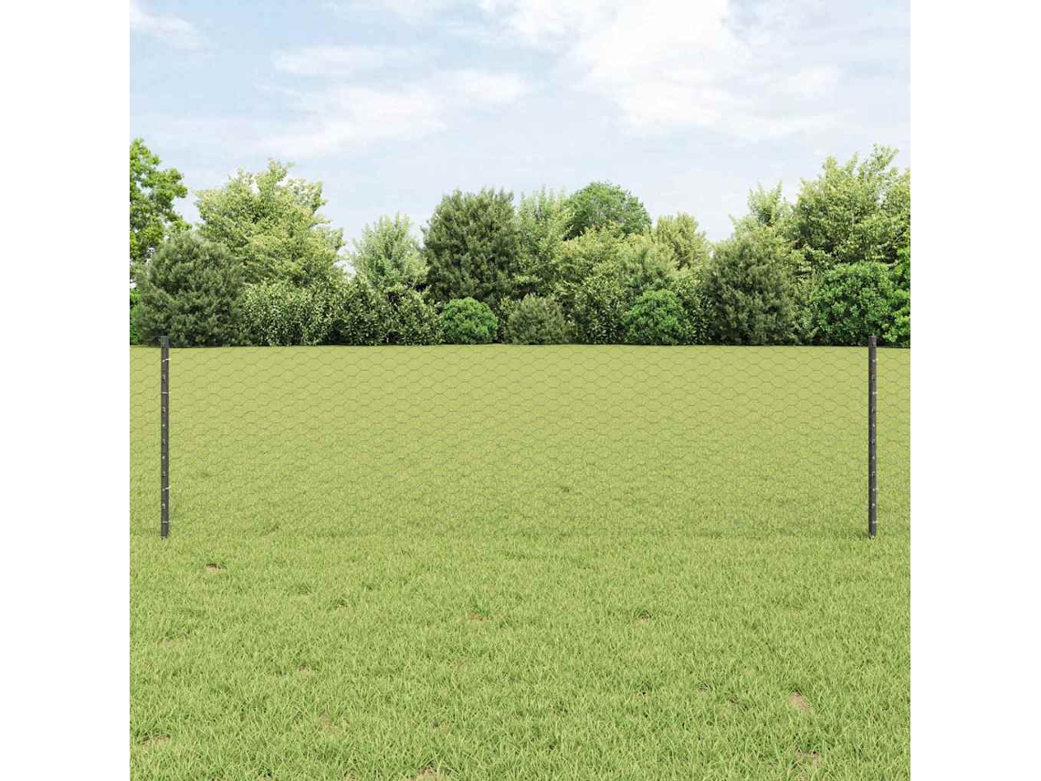 Vidaxl Cerca Hexagonal Com Poste 25 X 0,6 M Aço Revestido De Pvc Malha