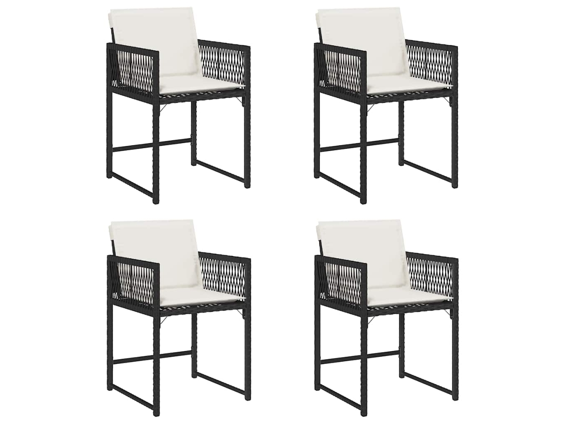 Maison Exclusive - Cadeiras De Jardim Com Almofadões 4 Pcs Vime Pe Preto