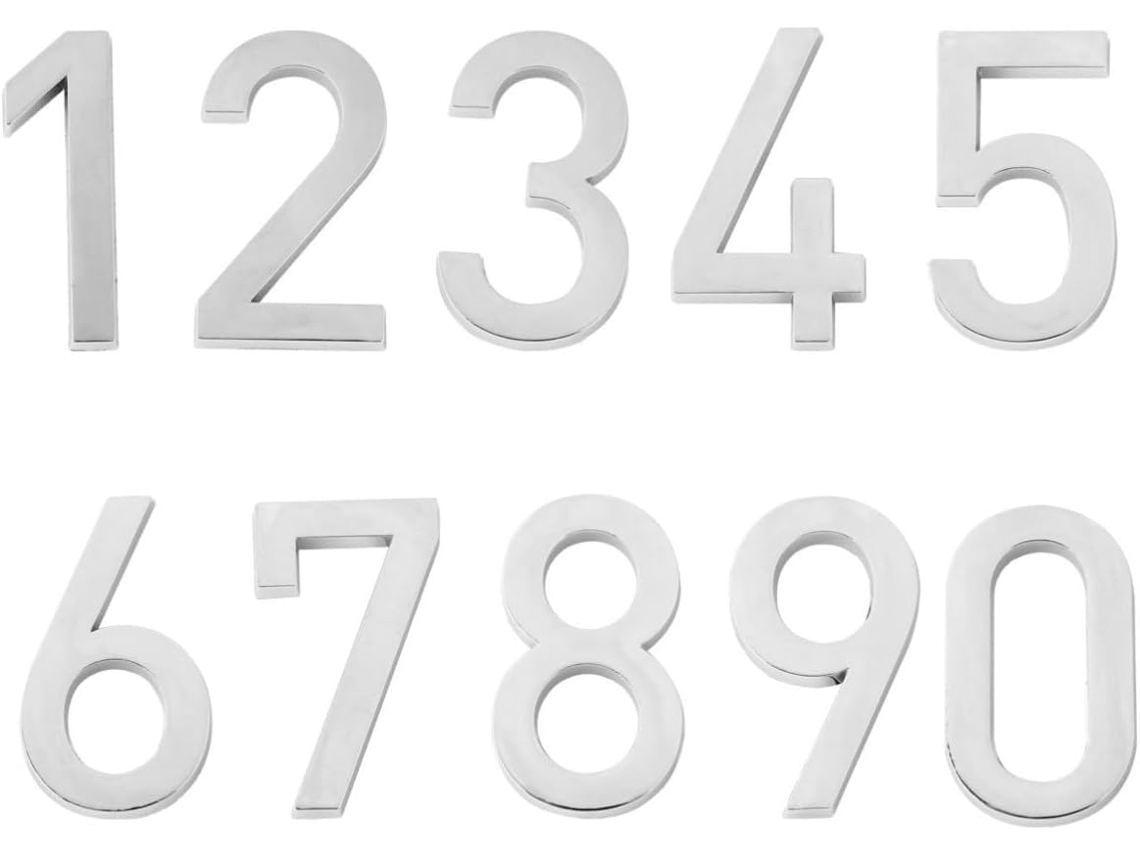 Inoomp 10 Adesivos Prateados Autoadesivos Com Números De 0a 9, Em Abs Leve, Portas E Quartos