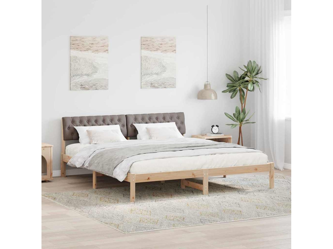 Vidaxl Estrutura da Cama com Cabeceira Marrom e Taupe 180 X 200 Cm
