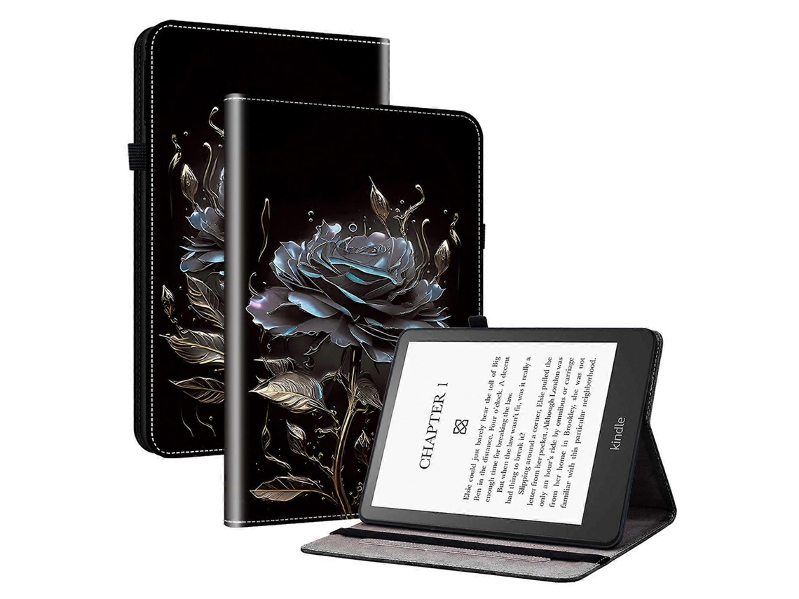 Capa Protetora Para Kindle Paperwhite 5 Em Couro Pu Estampado Com Suporte E Compartimento Cartões (multicolorida, Rosa Pret Tuotuo (2021)
