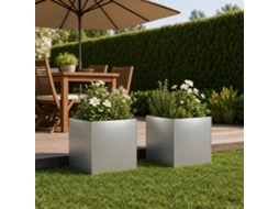 Vidaxl Vaso De Jardim 2 Unid. Prateado 45 X 45 X 45 Cm Aço Galvanizado