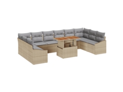 Conjunto 11 Conjunto De Móveis De Jardim Vidaxl Bege Vime Pe (100 X 55 X 73 Cm)