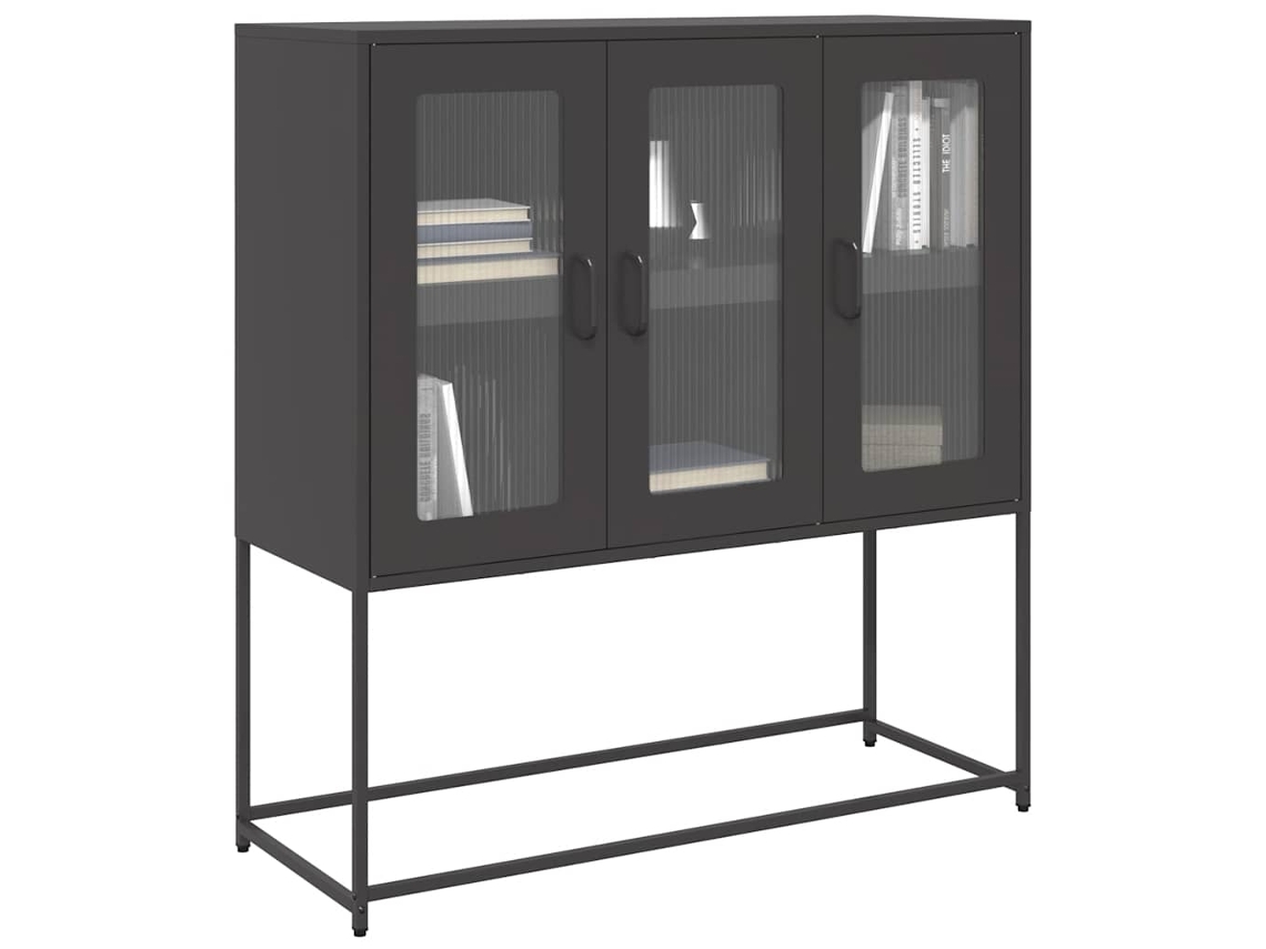 Vidaxl Aparador 100,5x39x107 Cm Aço Laminado A Frio Preto