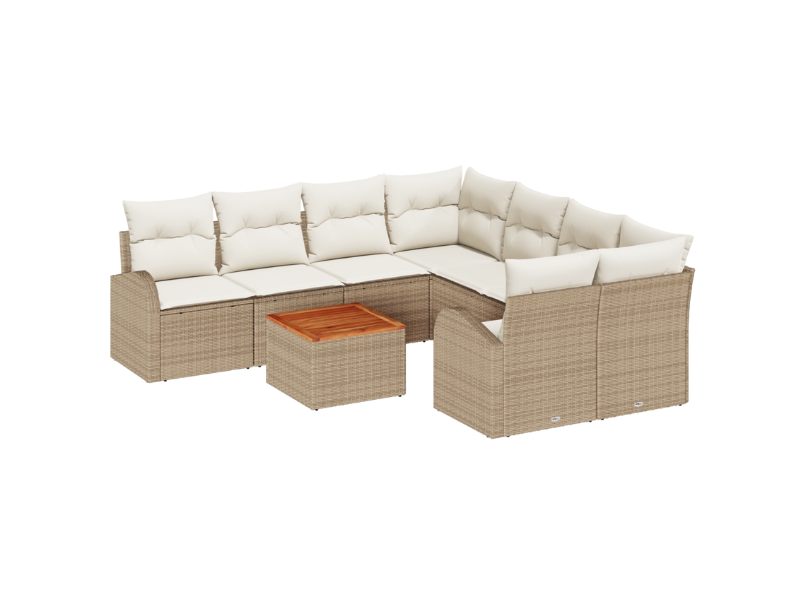 Conjunto 9 Sofá De Jardim Vidaxl Bege Vime Pe (234 X 234 X 69 Cm)