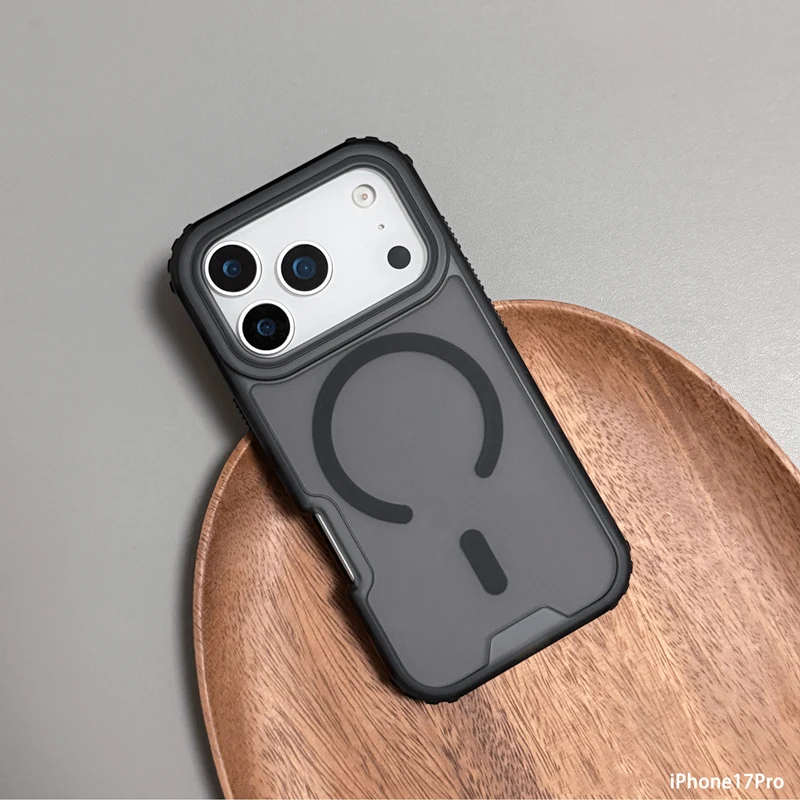 (preto 17pro) Capa Protetora Fosca Magsafe Com Carregamento Sem Fio Magnético E À Prova De Choque