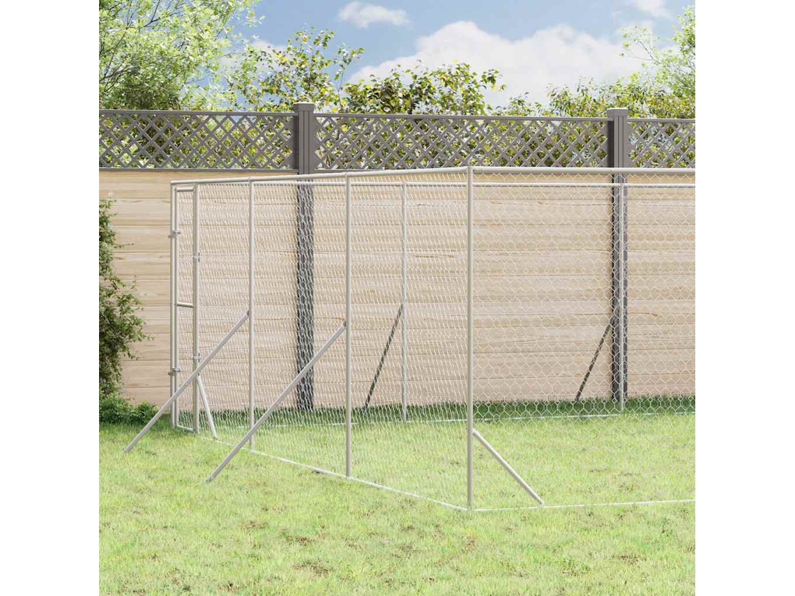 Vidaxl Canil De Exterior 6x14x2 M Aço Galvanizado Prateado