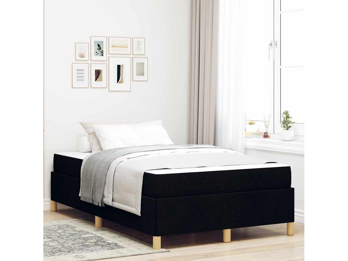 Vidaxl Estrutura da Cama com Colchão Preto 120 X 200 Cm Tecido