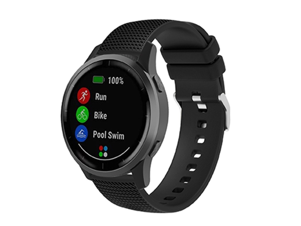 Bracelete Silicone Design em Grade 18Mm com Fivela Prateada para Huawei Talkband B5 Preto