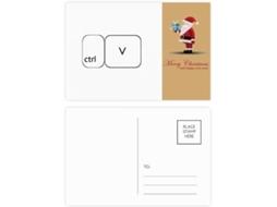 Conjunto de 20 Cartões Postais com o Símbolo do Teclado Ctrl+v: Papai Noel 14,6 X 9,8 Cm