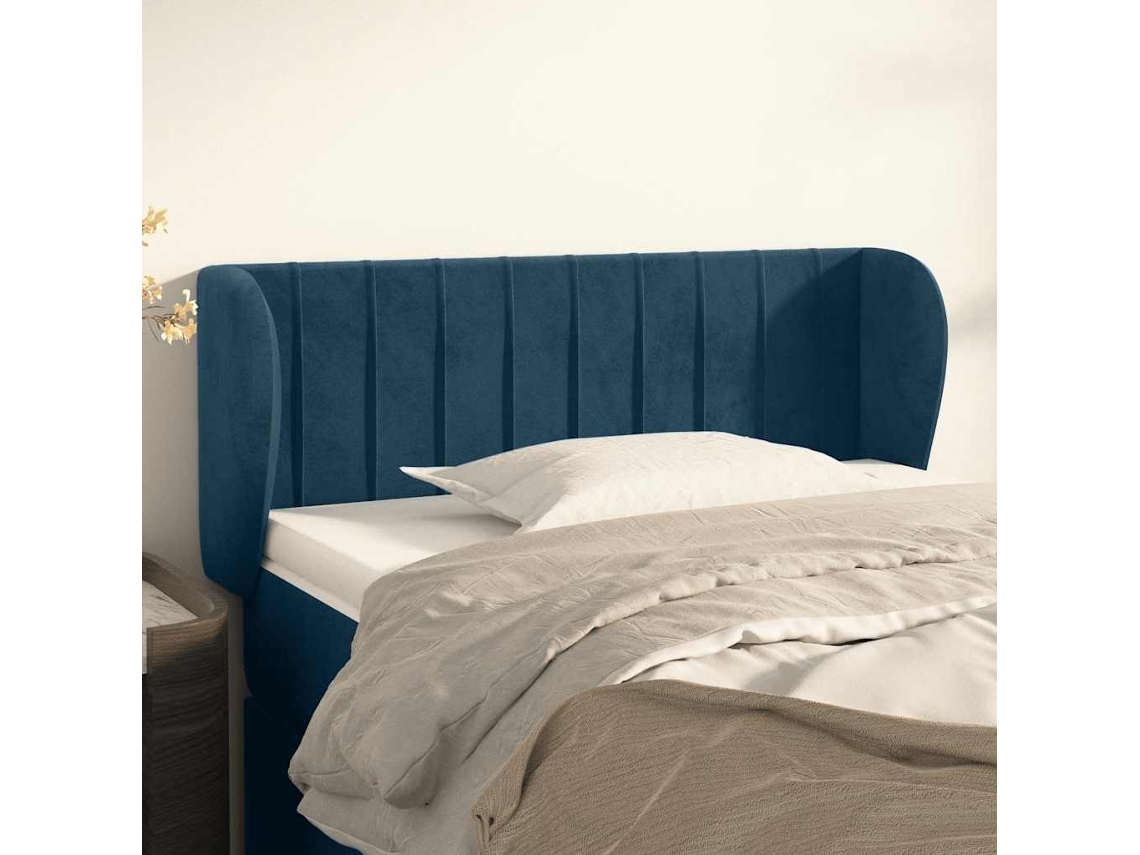 Vidaxl Cabeceira De Cama C/ Abas Veludo 83x23x78/88cm Azul-escuro