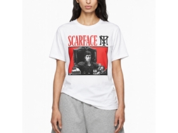 Rockinstone Scarface Movie Red Background White Adult T-shirt Size:s