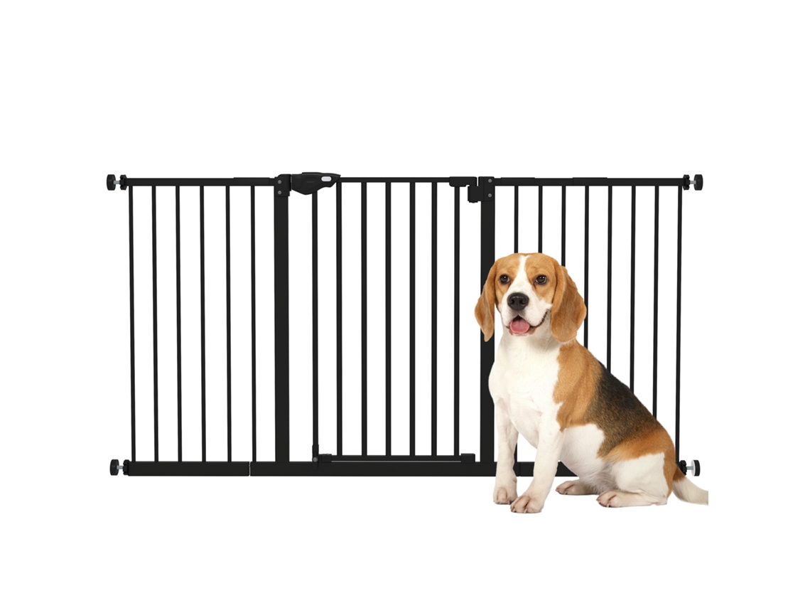 Portão para cães e pets S/MARCA ajustável até 147,5cm auto fechante preto
