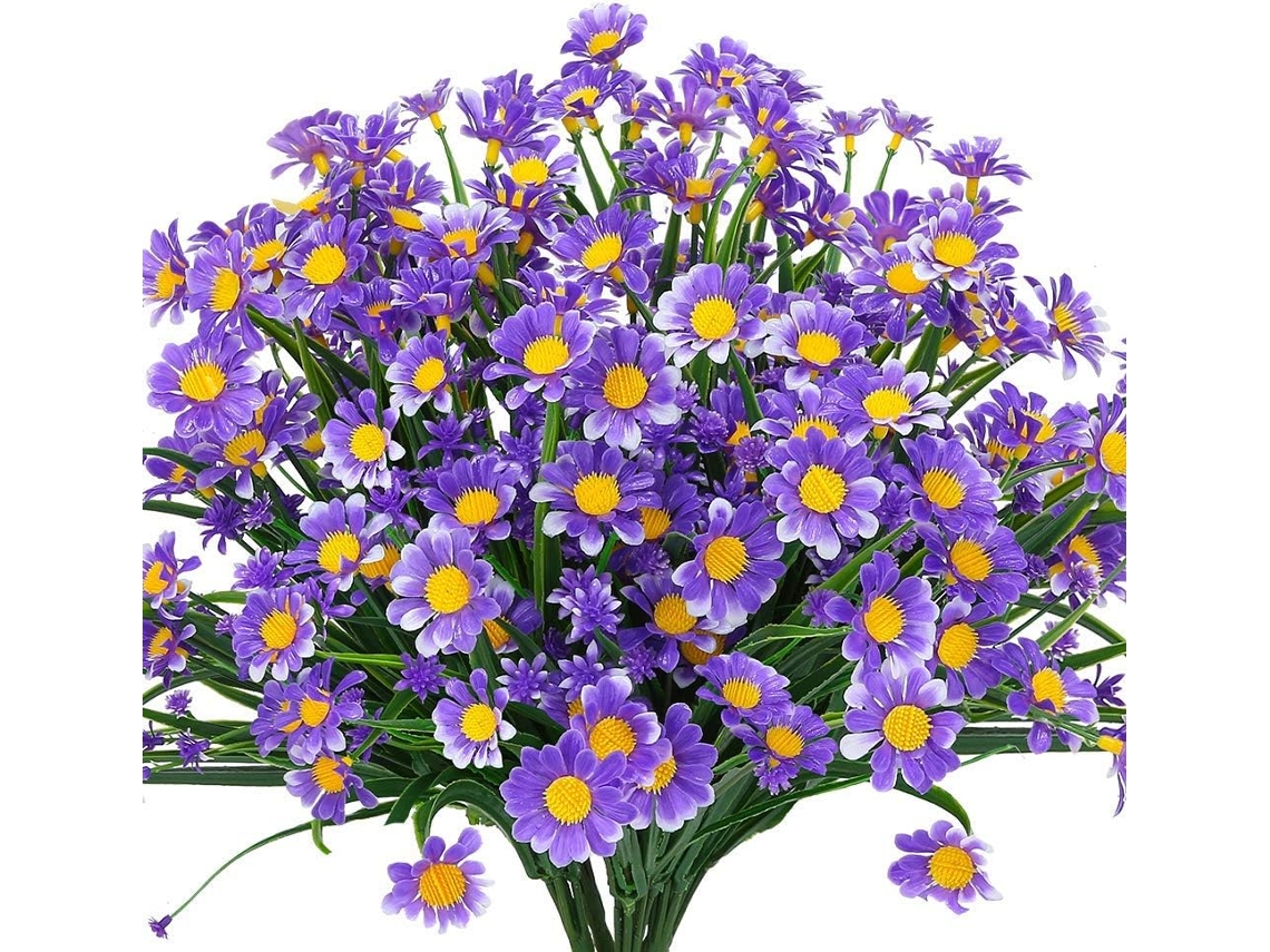 Conjunto de 8 Margaridas Artificiais, Flores de Plástico, Resistentes Aos Raios Uv. AQUAFORGE