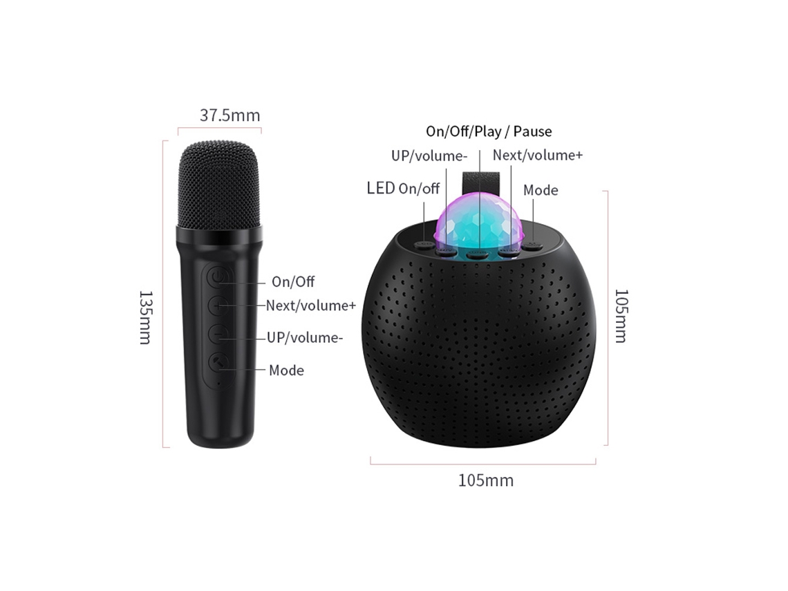 Laxiscreed Mini Karaoke Sem Fios Com Dois Microfones E Luzes Led Para Festa