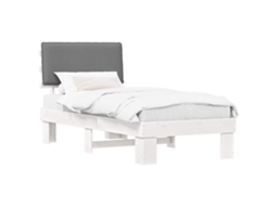 Estrutura de Cama com Cabeceira Estofada em Cinzento Claro MAISON EXCLUSIVE