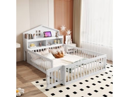 Cama Infantil 140x200 Madeira Maciça Com Guarda-roupa Branca