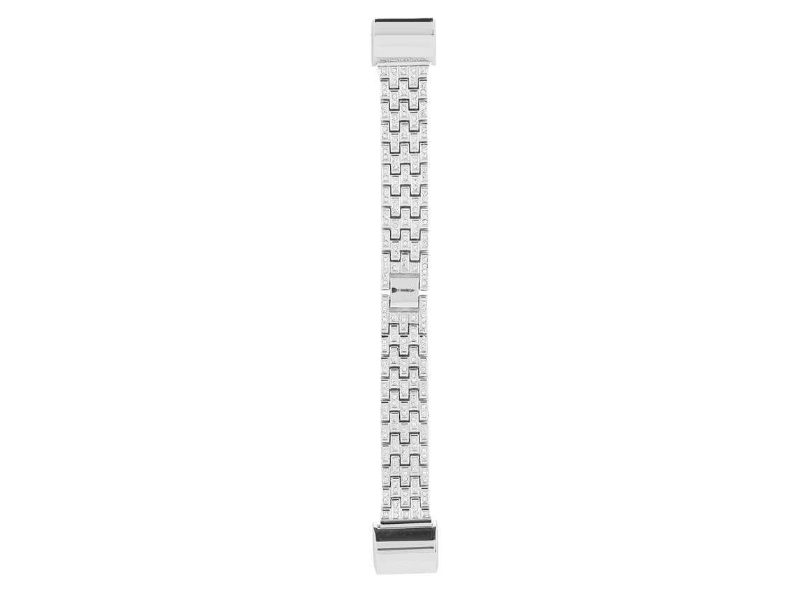 Pulseira de Aço Inoxidável EOOCOO para Fitbit Charge 2 com pérolas e strass