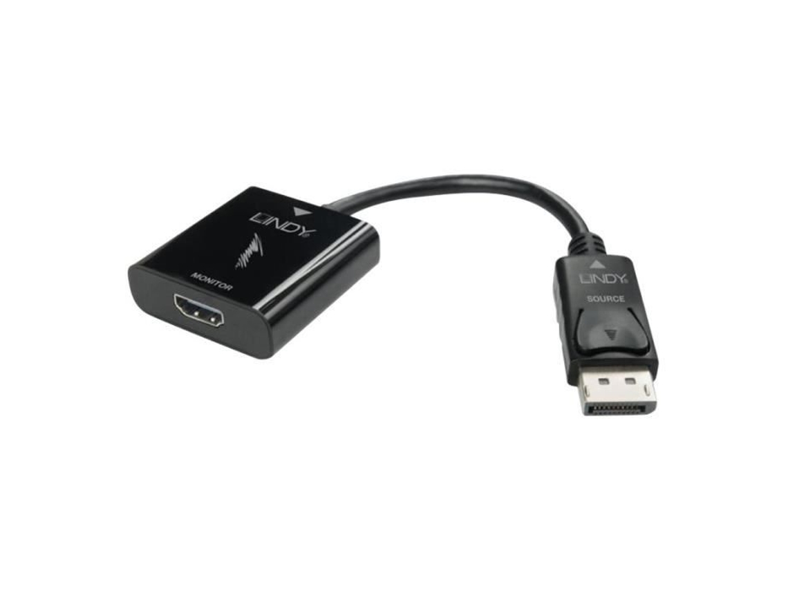Adaptador De Áudio E Vídeo Lindy Displayport Para Hdmi 4k A 60 Hz Preto Pc/tv/projetor Slowmoose