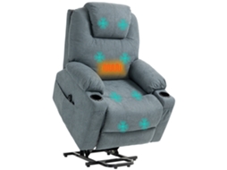 Cadeira de massagem para idosos, 8 pontos, bolsos, controle remoto, 90x101x107 cm, cinza S/MARCA