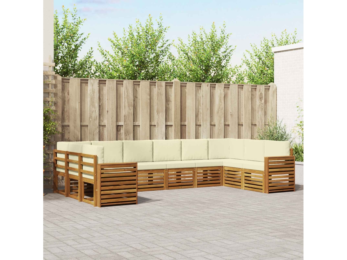 Vidaxl Conjunto De Sofás Para Exterior 10 Unid. Natural E Creme