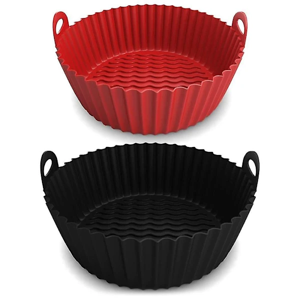 Recipientes De Silicone Para Fritadeira A Ar(pacote Com 2), Tamanhos 7, 5 E 8, 5 Polegadas