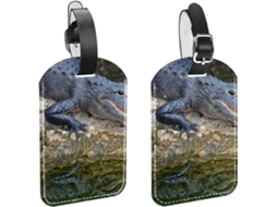 Conjunto De 2 Etiquetas Bagagem Em Couro Sintético Com Efeito Crocodilo Proteção Da Privacidade