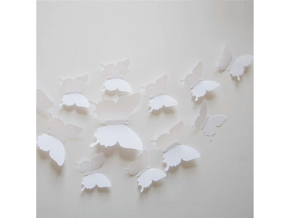 Lurelia Adesivo 3d Borboleta Infantil Pvc Removível Branco 24 Peças Quarto Jardim