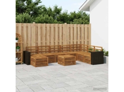 Vidaxl Conjunto De Sofás Para Exterior 9 Unid. Natural