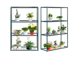 Conjunto 2 Prateleiras De Flores Em Aço Com 4 Andares, 70x27x110cm, Suporte Plantas Verde