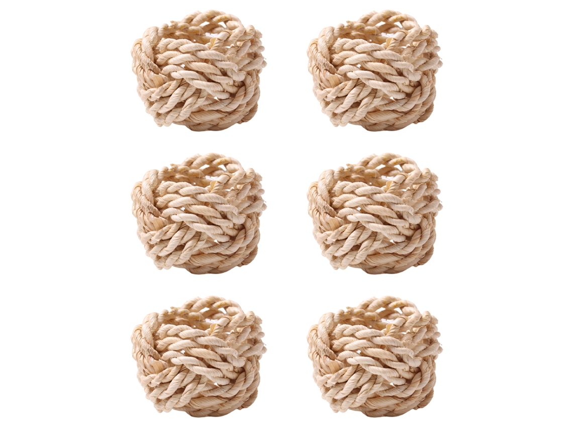 6 Anéis Toalha Bambu Natural Tecido 6 Unid