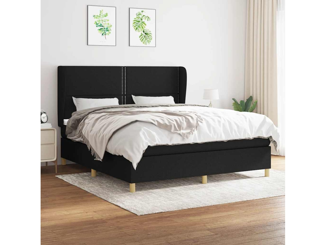 Vidaxl Cama Com Molas/colchão 180x200 Cm Tecido Preto