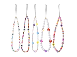 Conjunto De 5 Cordões Para Celular Com Miçangas, Alça De Pulso Com Pingente De Fruta.