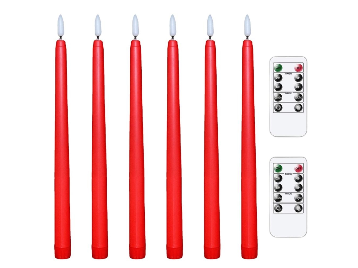 Rebe-6 Velas Cónicas Led Sin Llama Com Luz Quente Piscante E 2 Controles Remotos Para Natal Ação De Graças Casa Casamento Decoração