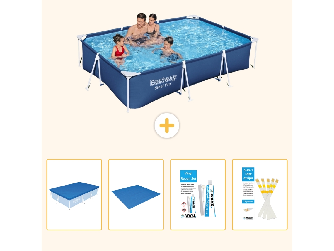 Piscina BESTWAY Steel Pro Retangular 300x201x66 Cm com 5 peças