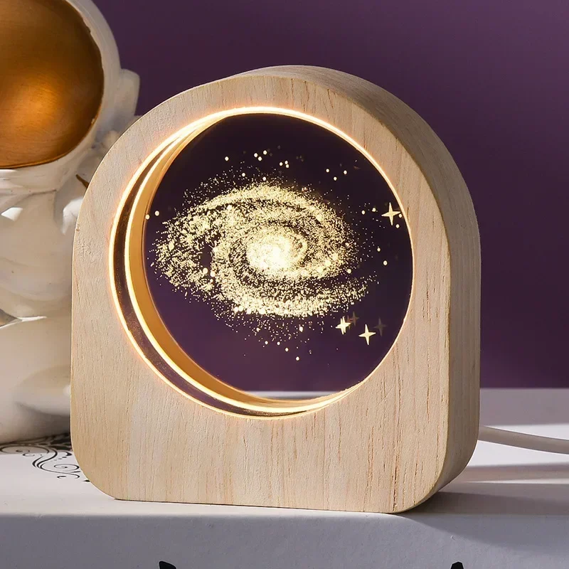 Ornamento de Mesa em Cristal Astronômico com Gravação a Laser 3d do Sistema Solar MDUG (galáxia)