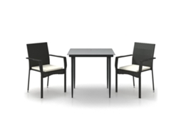Maison Exclusive - 3 Pcs Conjunto De Jantar P/ Jardim C/ Almofadões Vime Pe Preto