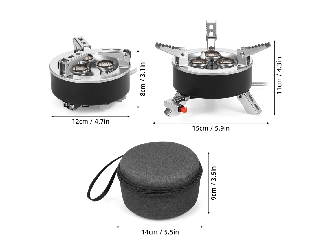 Mali estufa de Camping a Gás 3 Queimadores 6800w Ignição Piezo Plegável para Camping Hiking Picnic Emergência