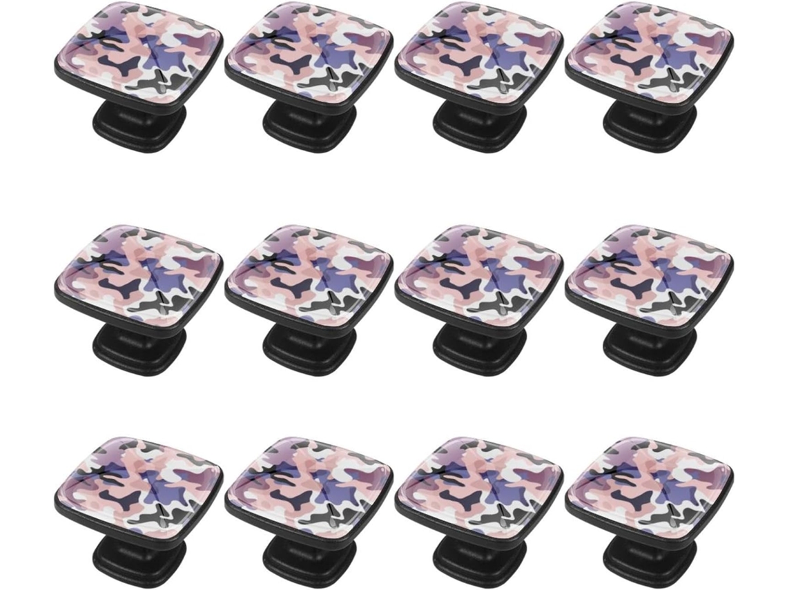 Puxadores Quadrados Para Armários De Cozinha, Puxadores Para Armários E Gavetas, 12 Peças, Textura Estilo Camuflagem