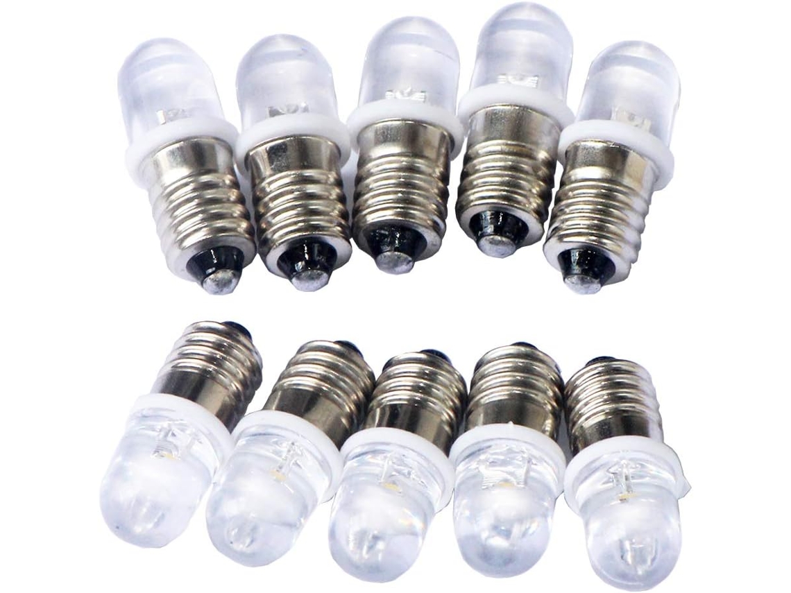 Lâmpada Led, 10 Unidades, Base E10, 12v, Branco Quente, Para Uso Residencial, Comercial Ou Substituição De Fontes Convencionais