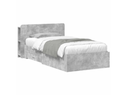 Vidaxl Estrutura De Cama Com Armazenamento Cinzento Cimento