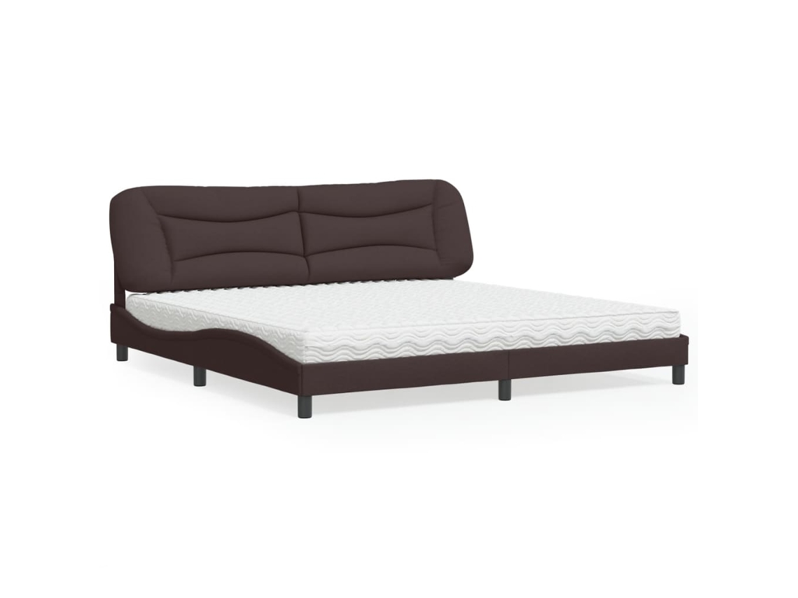 Vidaxl Cama com Colchão Hvar 200x200 Cm Tecido Castanho escuro