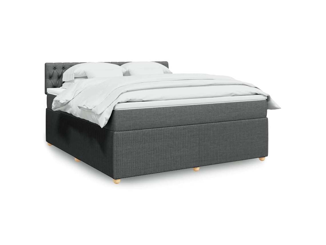 Vidaxl Cama Com Molas/colchão 180x200 Cm Tecido Cinzento-escuro