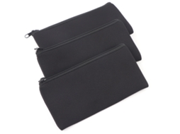 Estojo Multifuncional Com Zíper Frontal, 3 Peças, Em Neoprene, Para Guardar Materiais Escolares Aquaforge (preto)