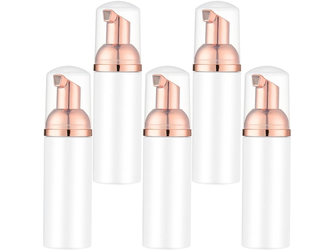 Conjunto De 5 Frascos De Sabonete Líquido Espumante Com Bomba Dosadora De 60ml, Ideais Para Viagem.