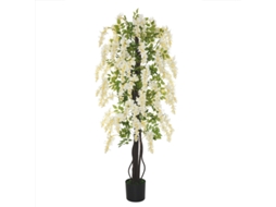 Glicínia Artificial Branca 165cm Vaso Cimento Plástico VELTRIX