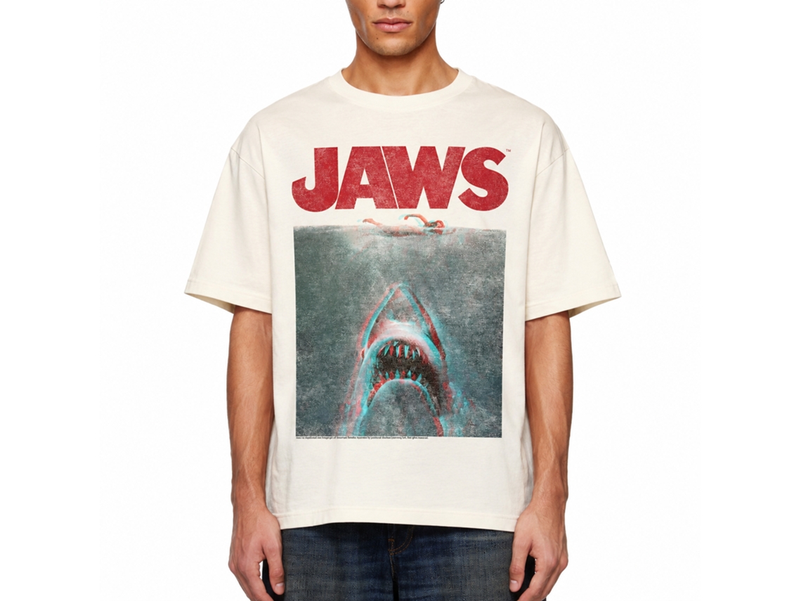 Rockinstone Jaws Movie In Terrifying 3d Solid Natural Adult T-shirt Size:xxl