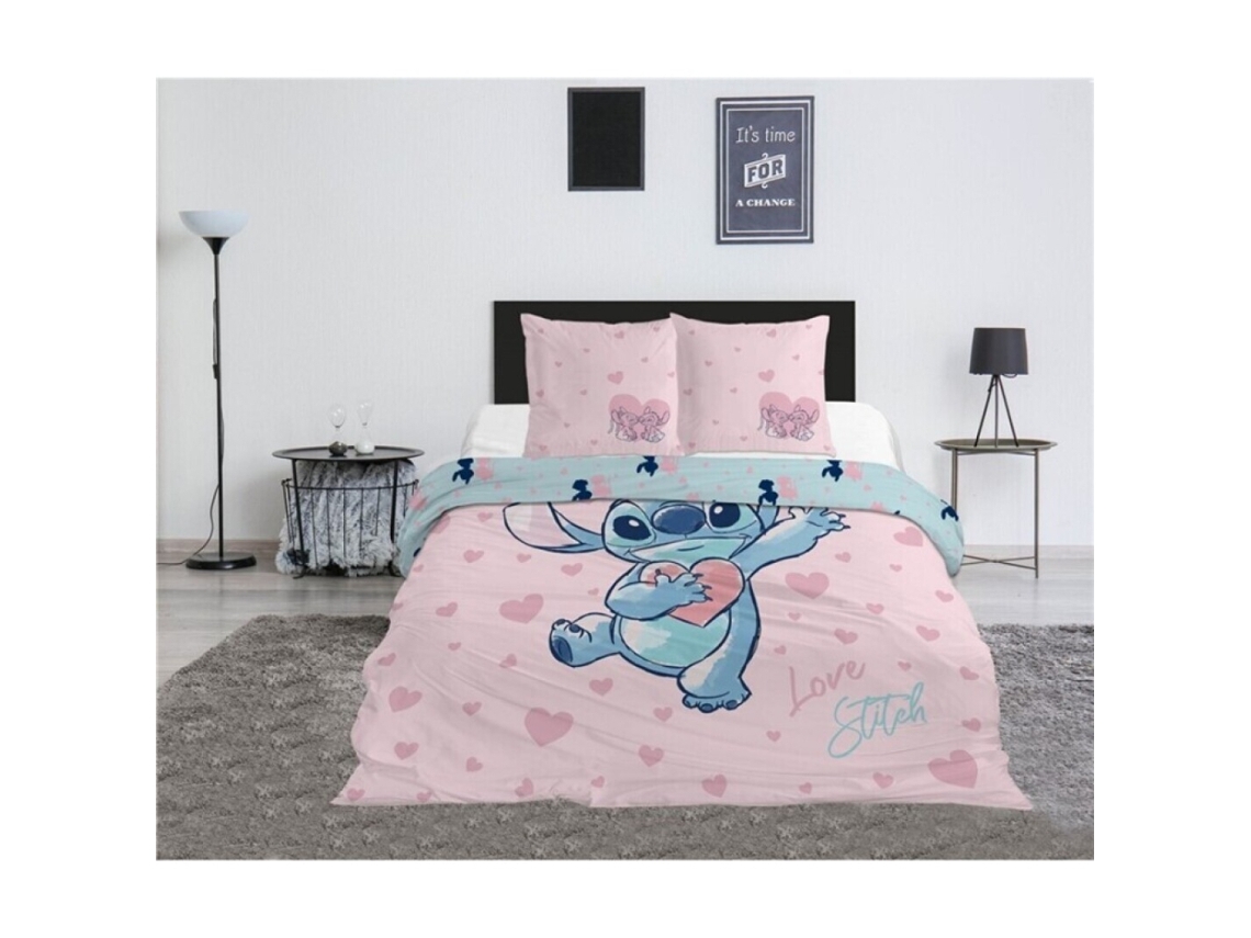 Capa De Edredom Stitch Love Em Algodão Para Cama De 150 Cm 86931