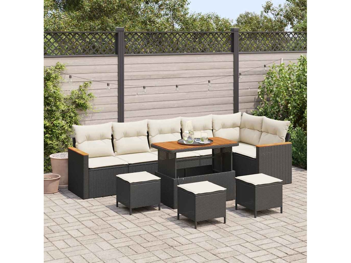 Vidaxl Conjunto De Sofá De Jardim 10 Unid. 6-número De Lugares Preto