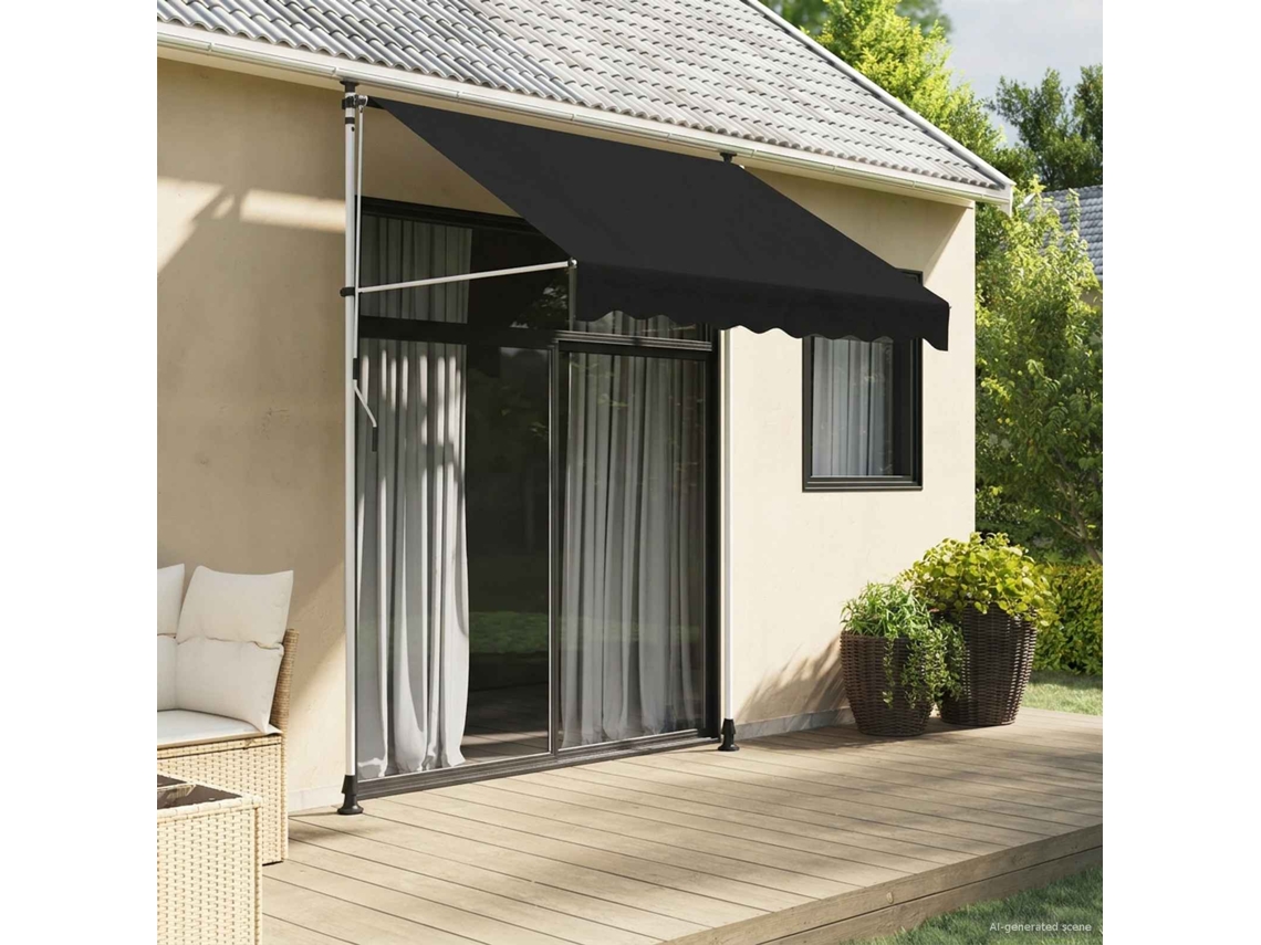Vidaxl Toldo Retrátil Manual Preto 200 Cm